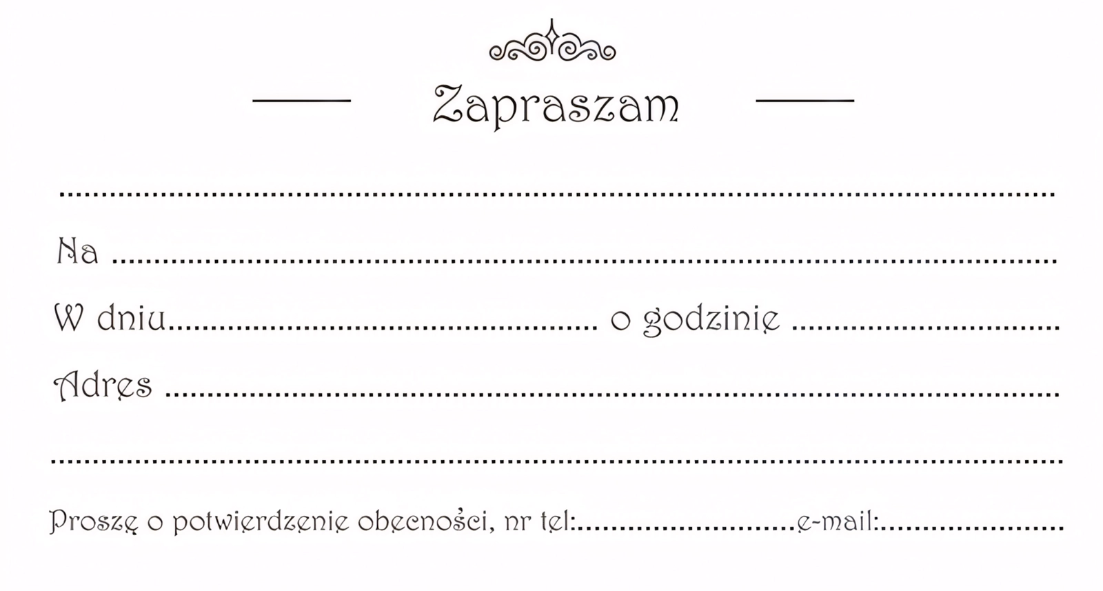 Zaproszenie Style nr 1 - środek