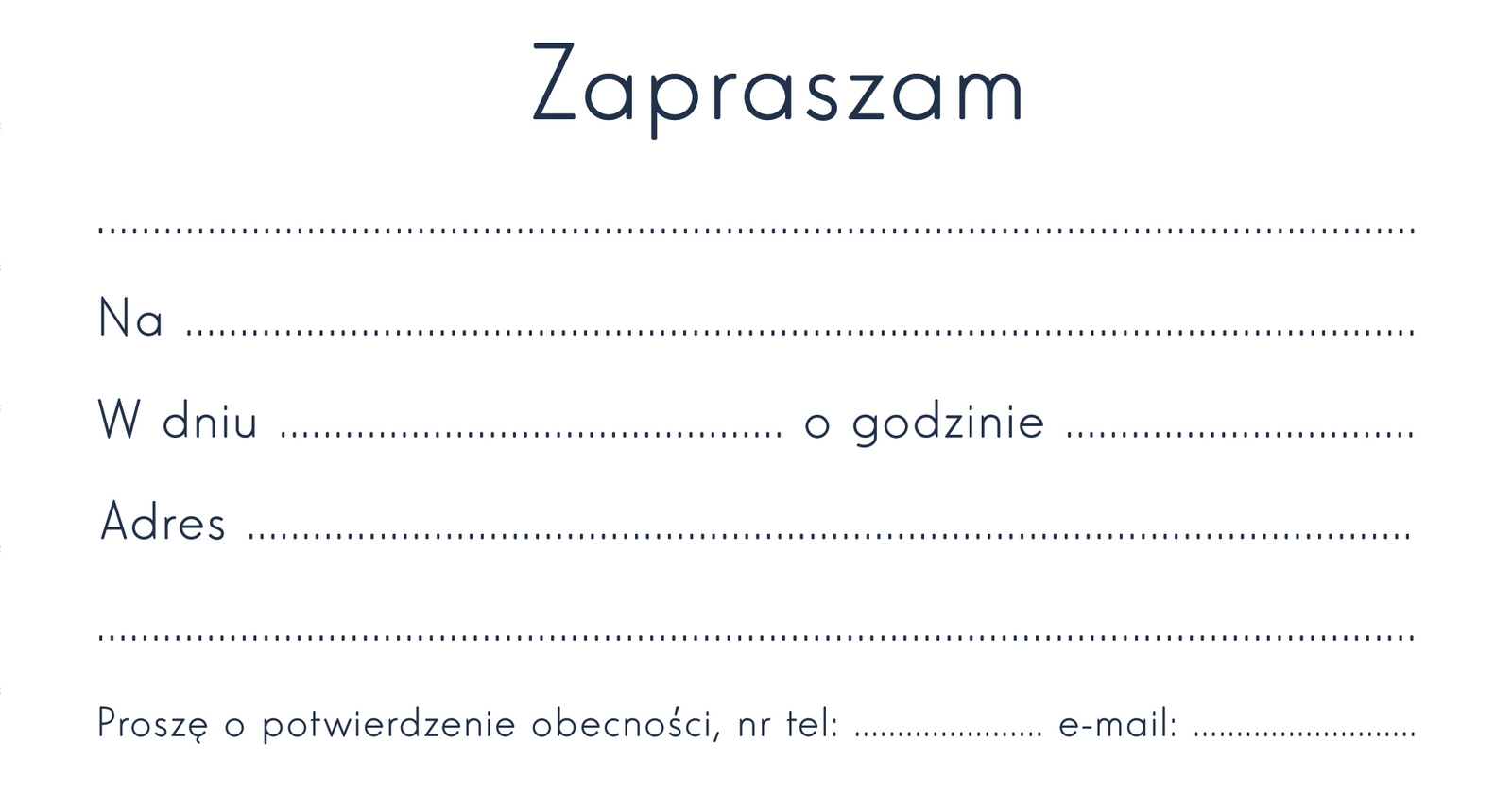 Zaproszenie Style nr 10 - środek