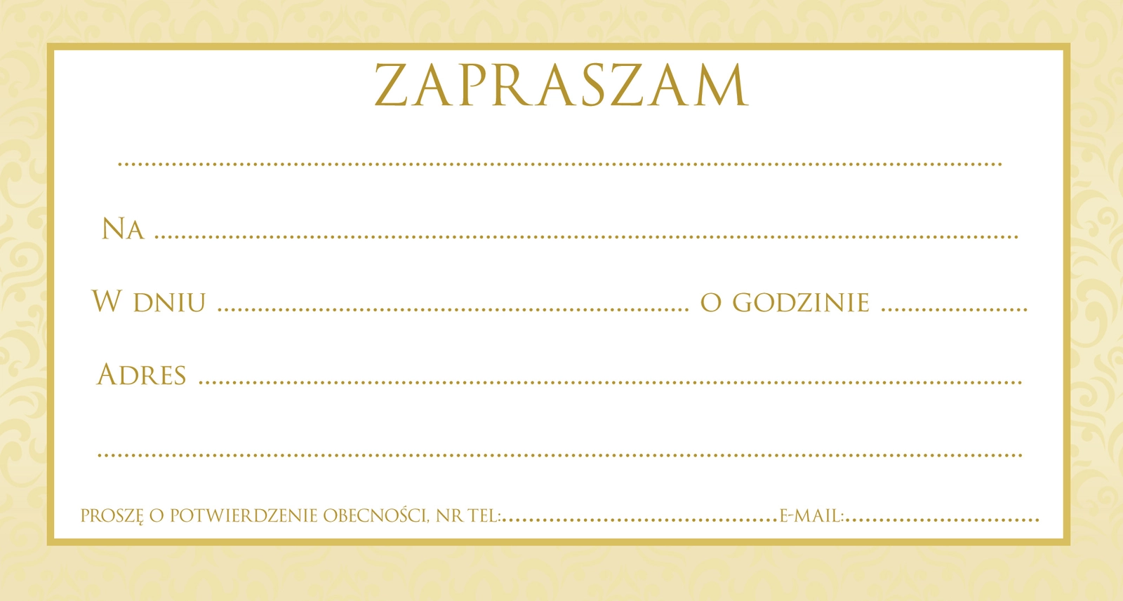 Zaproszenie Style nr 12 - środek