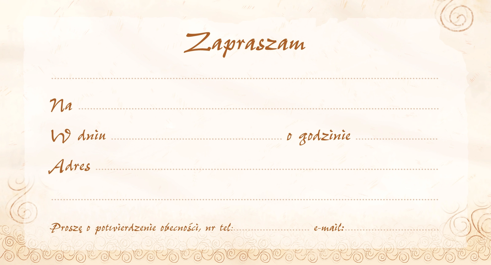 Zaproszenie Style nr 13 - środek