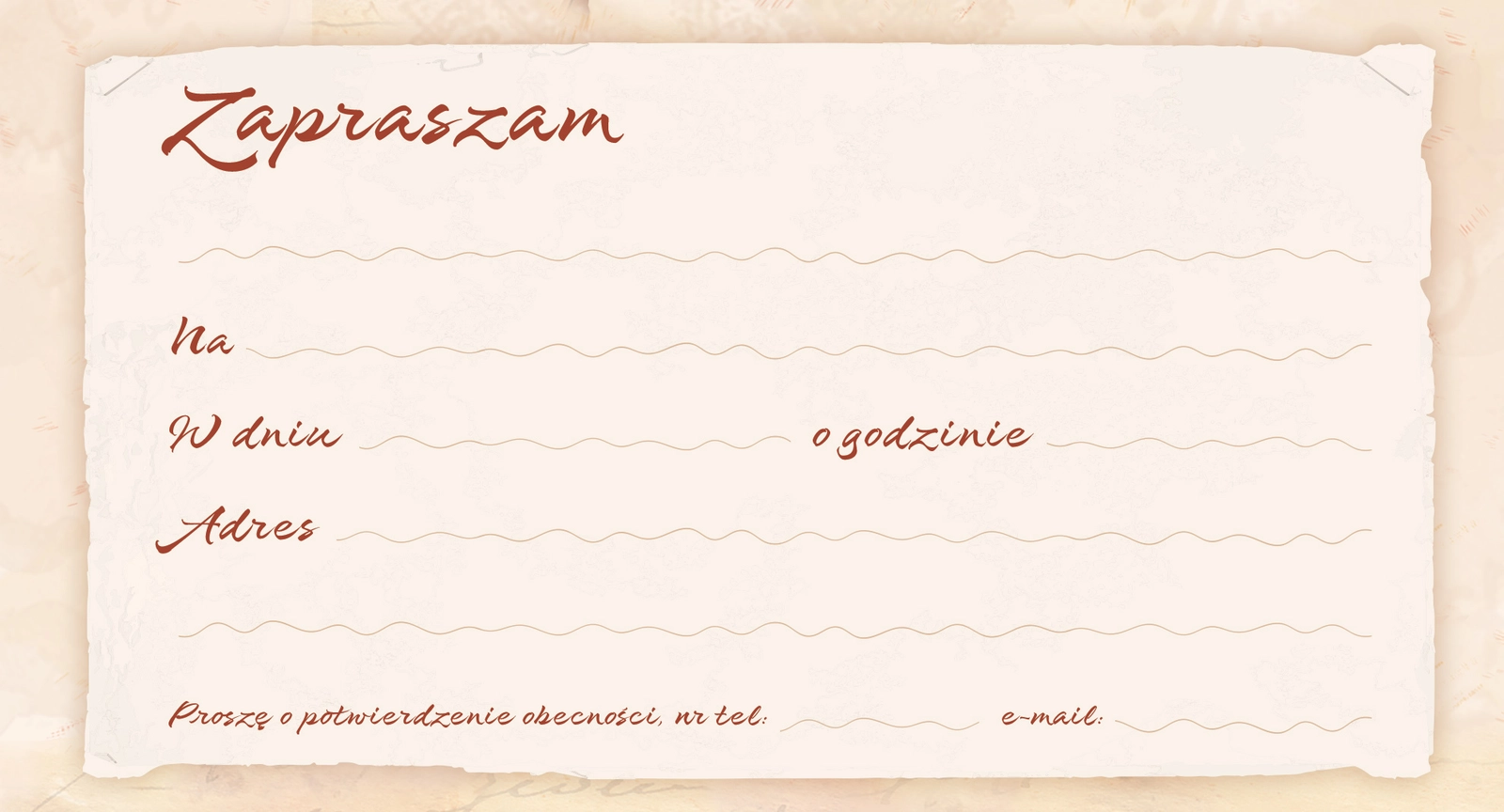 Zaproszenie Style nr 14 - środek