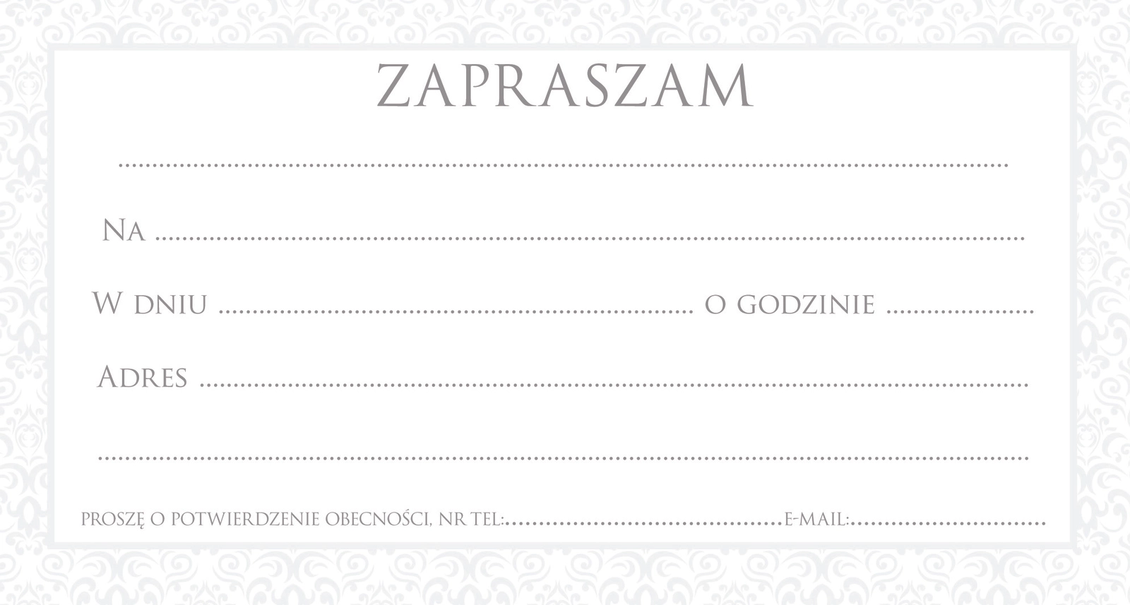 Zaproszenie Style nr 15 - środek