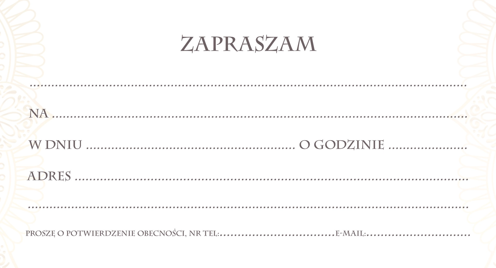 Zaproszenie Style nr 6 - środek
