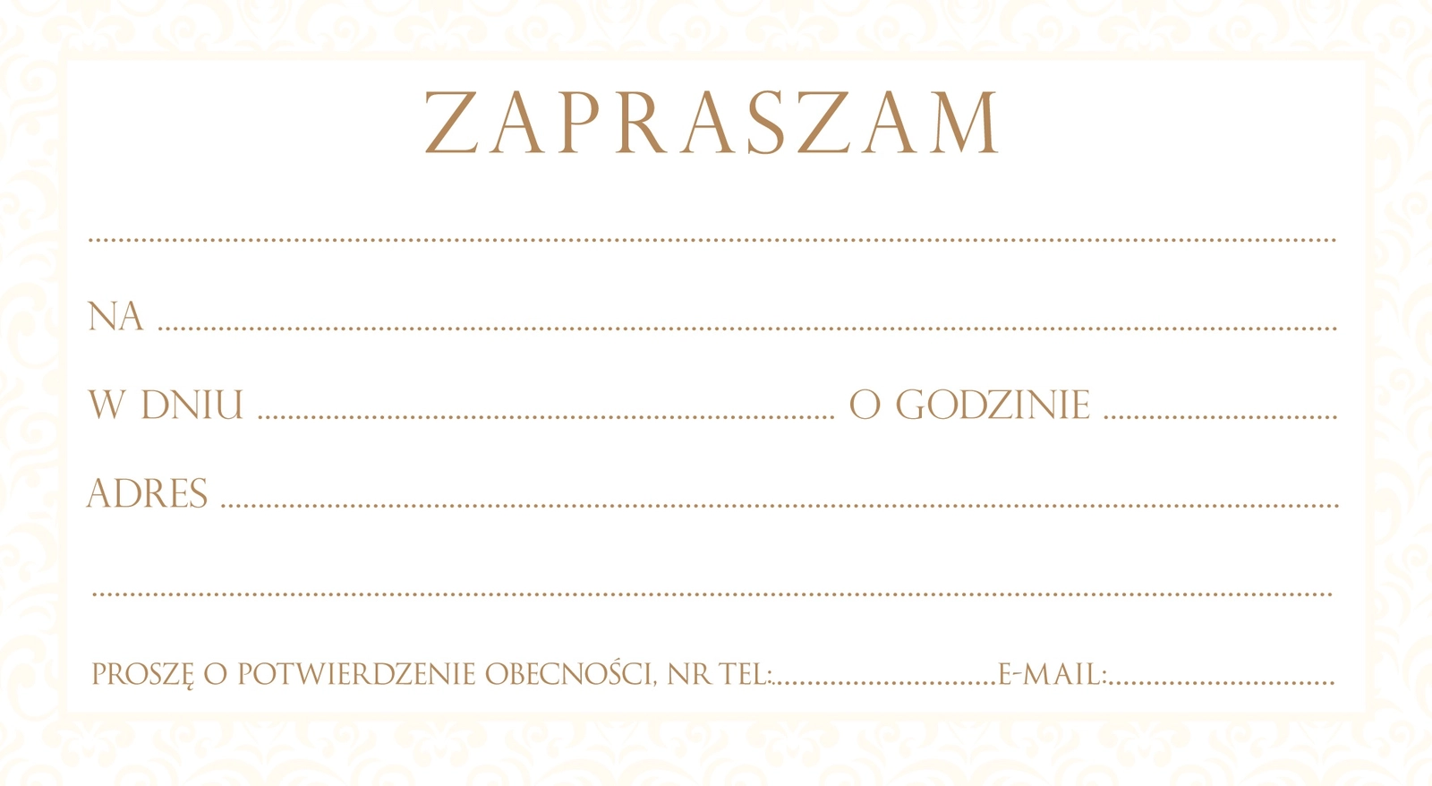 Zaproszenie Style nr 8 - środek