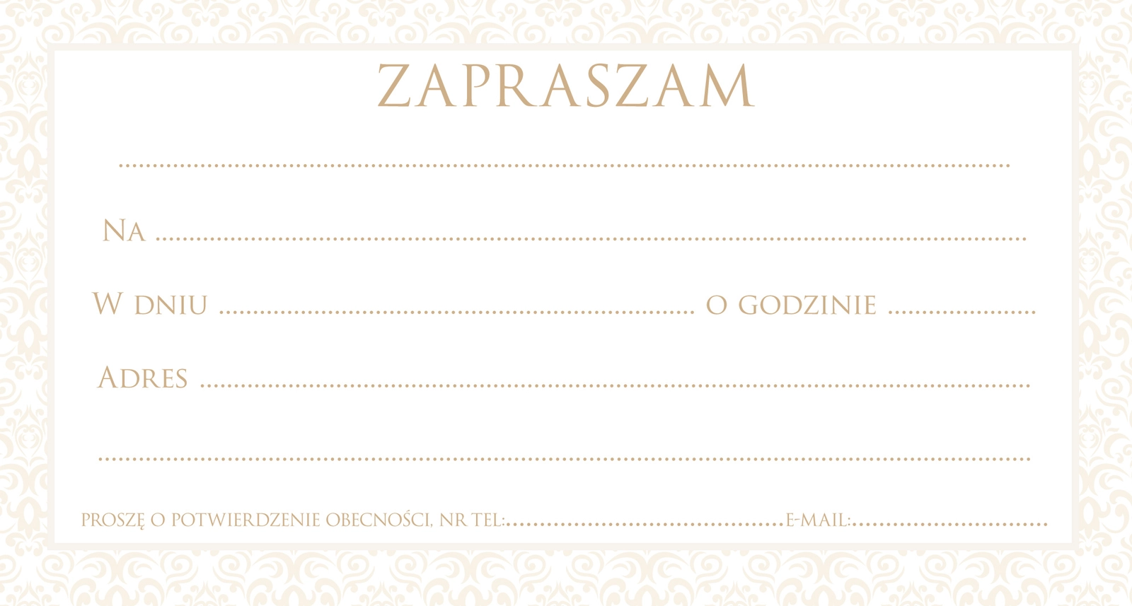 Zaproszenie Style nr 9 - środek